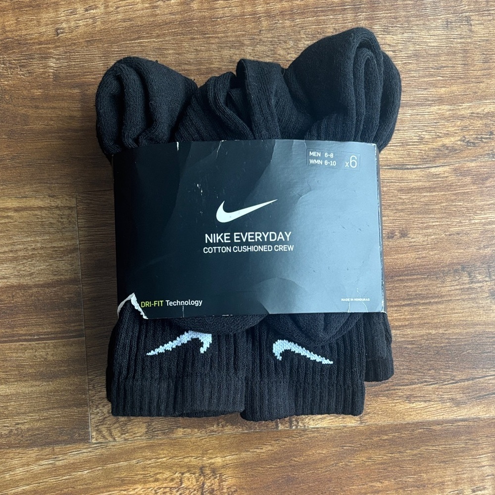 Nike Everyday Cotton Cushioned Crew Socks - Black